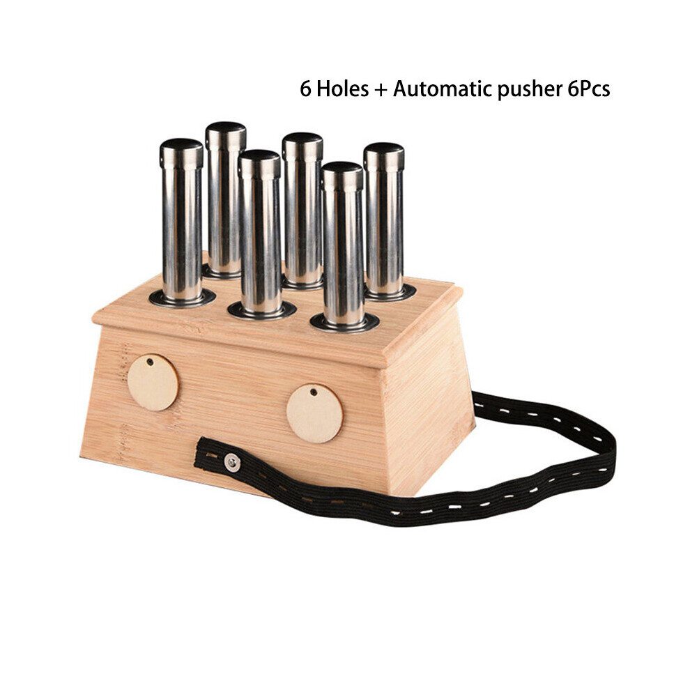 Dechoicelife (A-6 Holes) Nature Bamboo Moxibustion Burner Moxa Therapy Accessory Box Mugwort Stick Automatic Pusher Acupoint Massage Meridian Massager