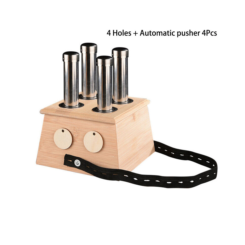 Dechoicelife (A-4 Holes) Nature Bamboo Moxibustion Burner Moxa Therapy Accessory Box Mugwort Stick Automatic Pusher Acupoint Massage Meridian Massager