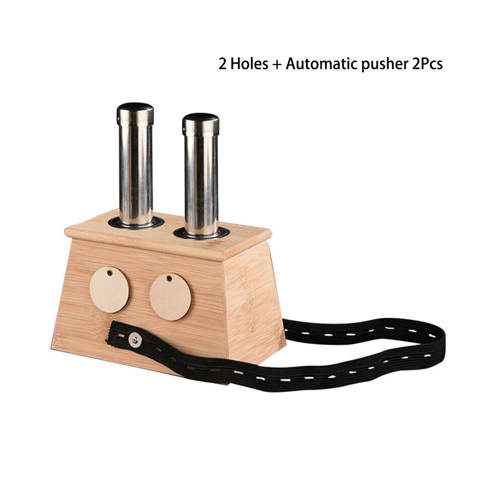 Dechoicelife (A-2 Holes) Nature Bamboo Moxibustion Burner Moxa Therapy Accessory Box Mugwort Stick Automatic Pusher Acupoint Massage Meridian Massager