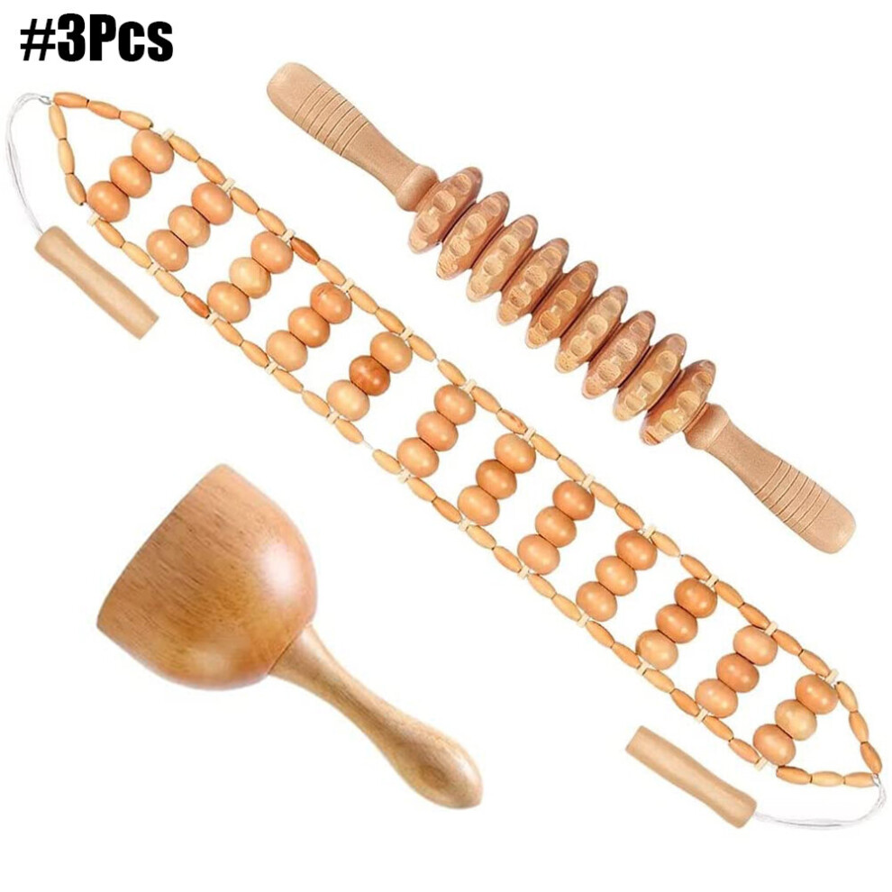 Dechoicelife (A-Green) Wood Therapy Massage Tools Wooden Massager Body Shaping Massage Tool Set, Relieving Muscle Pain Body Contouring Anti-Cellulite