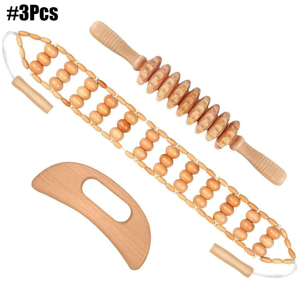 Dechoicelife (A-White) Wood Therapy Massage Tools Wooden Massager Body Shaping Massage Tool Set, Relieving Muscle Pain Body Contouring Anti-Cellulite