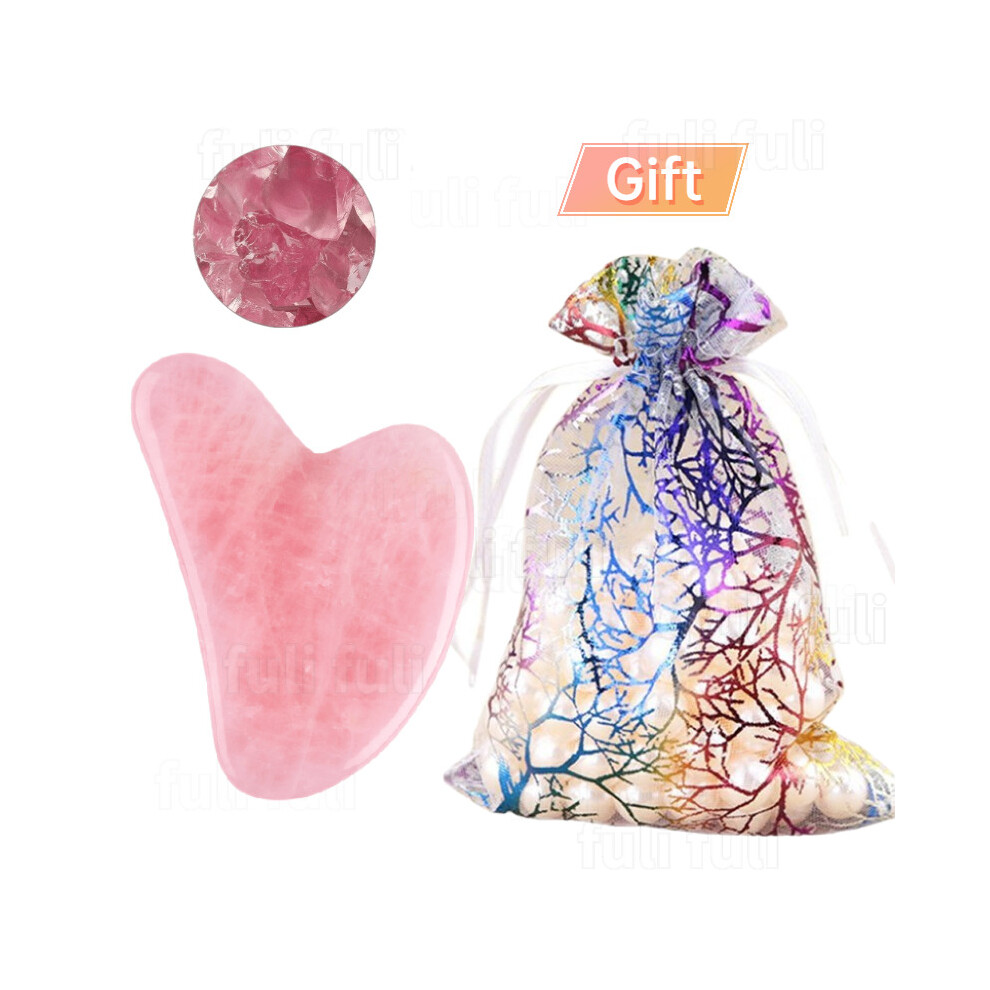 Photos - Facial Cleansing Brush  Rose Quartz Powder Crystal Jade Roller Massage Spa Natural Pink Handmade Gua Sha Stone Facial Beauty(a-natural stone set 1)
