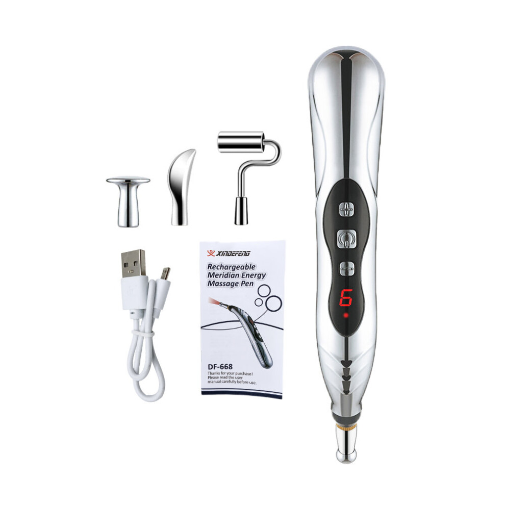 Dechoicelife (A-Type 2 5 Heads) Usb Rechargeable Acupuncture Pen Electric Acupuncture Point Massage Pen Massage Device Body Massager Muscle Stimulator Therapy