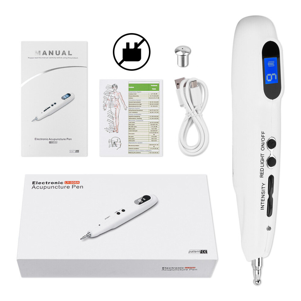 Dechoicelife (A-With Retail Box) Usb Recharging Electric Acupuncture Pen Tens Massage Meridian Energy Laser Therapy Pen Pain Relief Mini Stimulation Massager