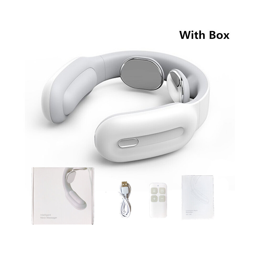 Dechoicelife White (A- In Box) Smart Electric Neck Massager Far Infrared Heating Pain Relief Health Care Relaxation Cervical Vertebra Physiotherapy Neck Massge