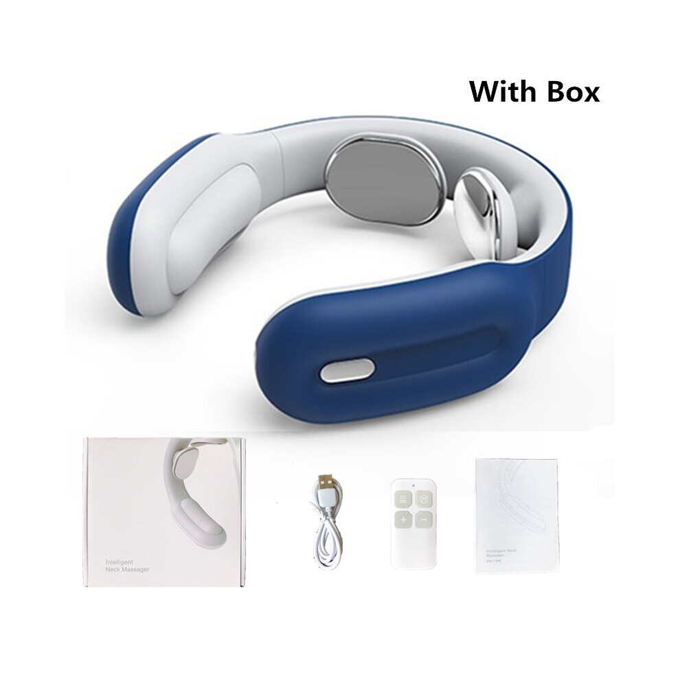 Dechoicelife Blue (A- In Box) Smart Electric Neck Massager Far Infrared Heating Pain Relief Health Care Relaxation Cervical Vertebra Physiotherapy Neck Massge