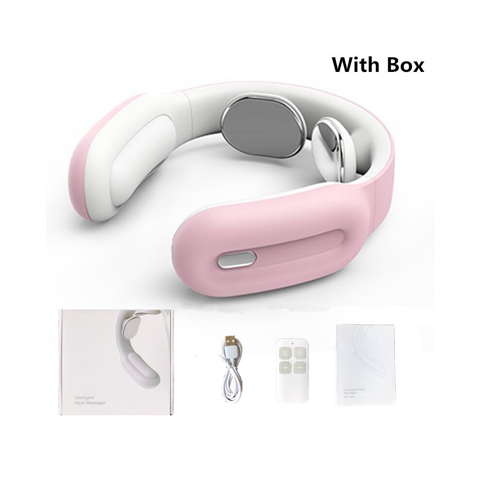 Dechoicelife Pink (A- In Box) Smart Electric Neck Massager Far Infrared Heating Pain Relief Health Care Relaxation Cervical Vertebra Physiotherapy Neck Massge