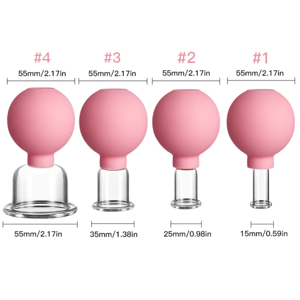 Dechoicelife Pink (A- Set2) Rubber Vacuum Cupping Glasses Massage Body Cups Anti Cellulite Cans Massage Vacuum Jar Medical Chineses Therapy Cupping Massage