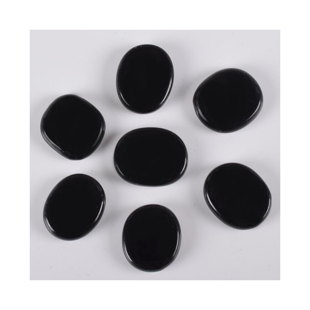 Dechoicelife (A-Obsidian) Natural Chakra Palm Stone Colored Set 7 Pcs Healing Hot Massage Stones Spa Reiki Crystal Beauty Health Care Tool Energy Stone