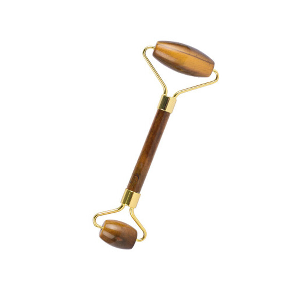 Dechoicelife (A-1 Roller Without Box) Tiger Eye Jade Roller Natural Stone Guasha Board Anti Puffiness Facial Massager Scraper Jade Face Roller Massage Set With Box