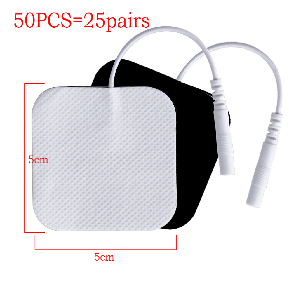 Dechoicelife (A-5X5cm 50 Pcs) 20/50/100 Pcs 5X5cm 2Mm Plug Reusable Electrodes Tens Electrode Pads For Nerve Muscle Stimulator Digital Physiotherapy Massager