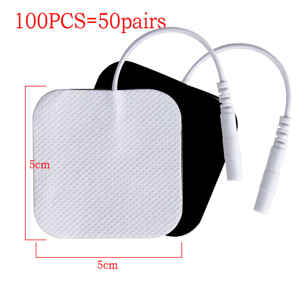Dechoicelife (A-5X5cm 100 Pcs) 20/50/100 Pcs 5X5cm 2Mm Plug Reusable Electrodes Tens Electrode Pads For Nerve Muscle Stimulator Digital Physiotherapy Massager