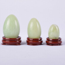 (a-3 pieces with base) Crystal Yoni Egg Natural Xiuyan Jade Massage Egg Set Undrill&Wooden base Mineral Ball Kegel Exercise Pelvic Floor Muscle Vaginal