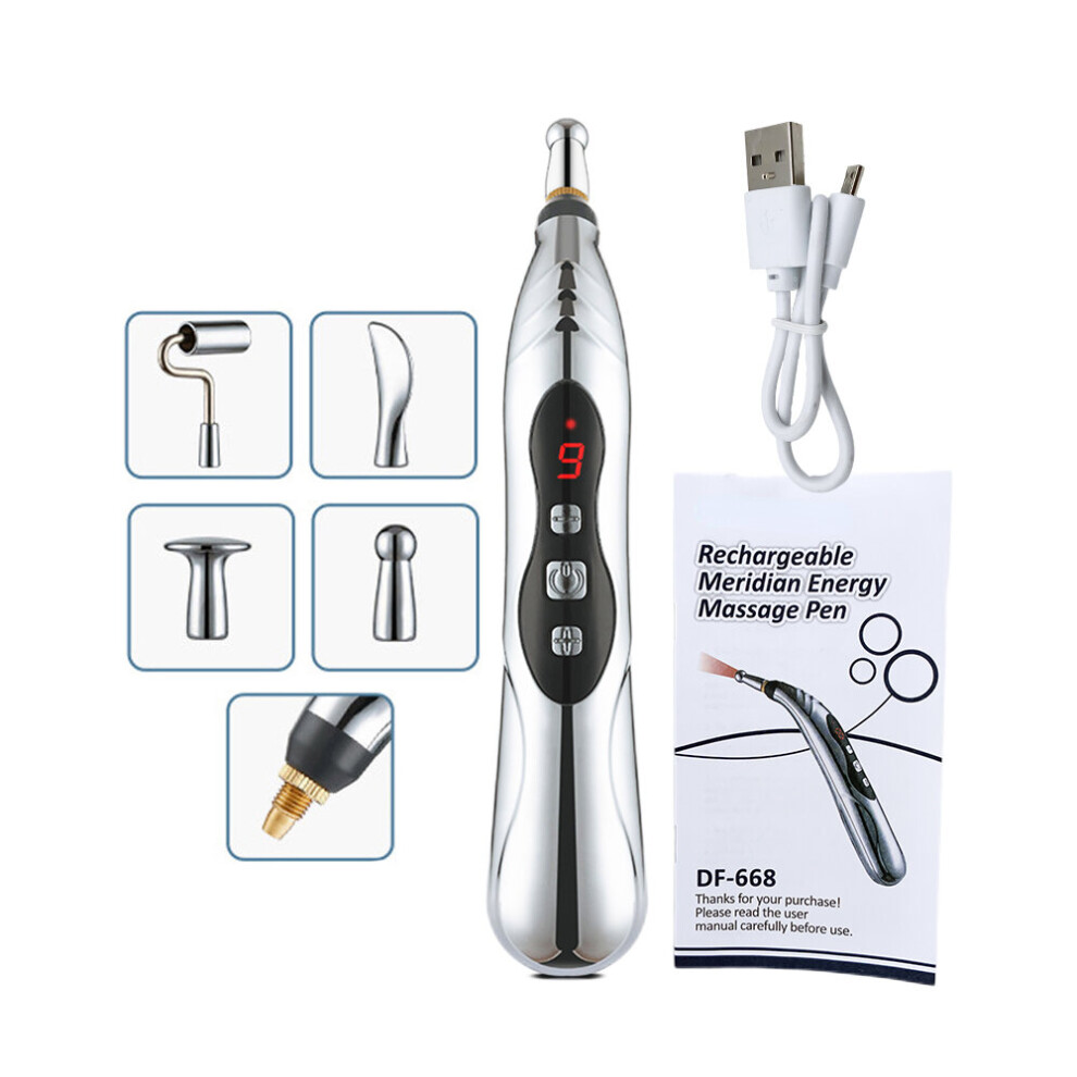 Dechoicelife (A-5 Heads No Box) Electronic Acupuncture Pen Point Massager Electric Meridians Therapy Heal Massage Pen Meridian Energy Pen Pain Relief Tool