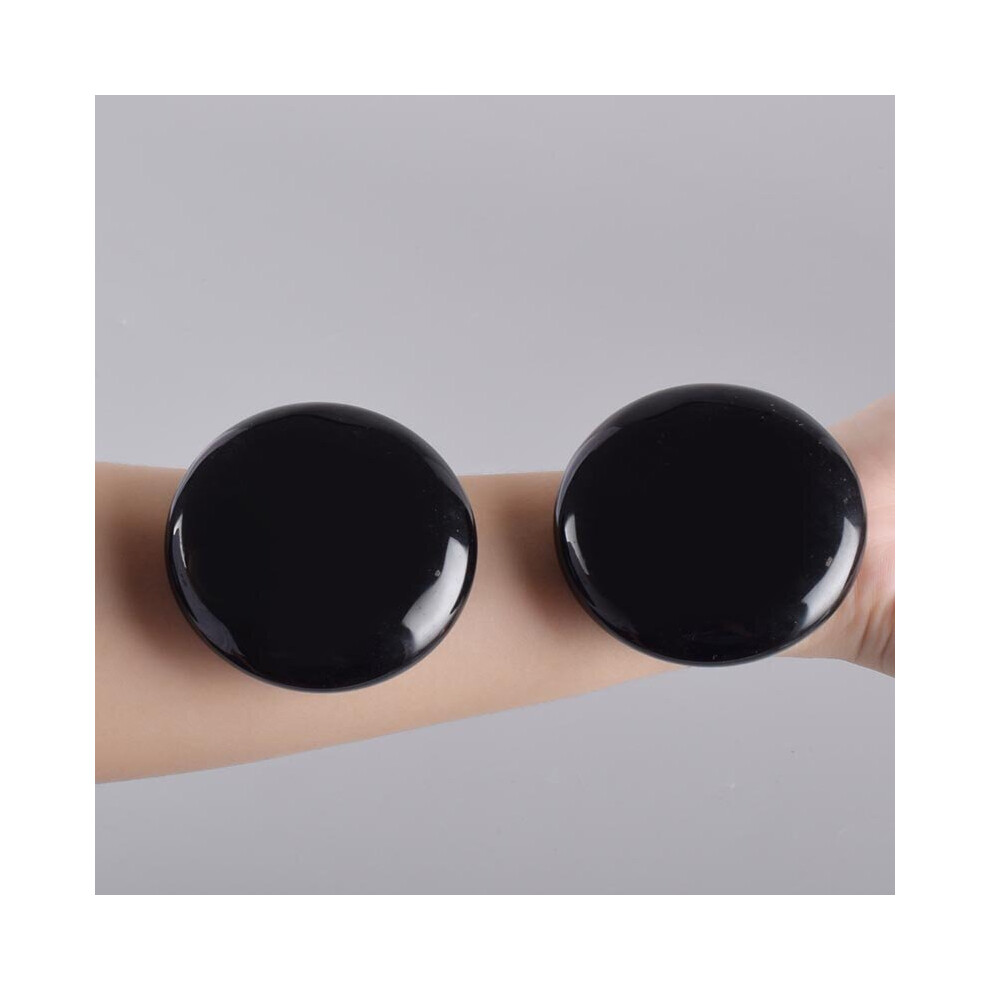 Dechoicelife (A-2 Pcs) Obsidian Palm Stone Big Hot Massage Stone Natural Chakra Healing Spa Reiki Crystal Beauty Health Care Energy Stone