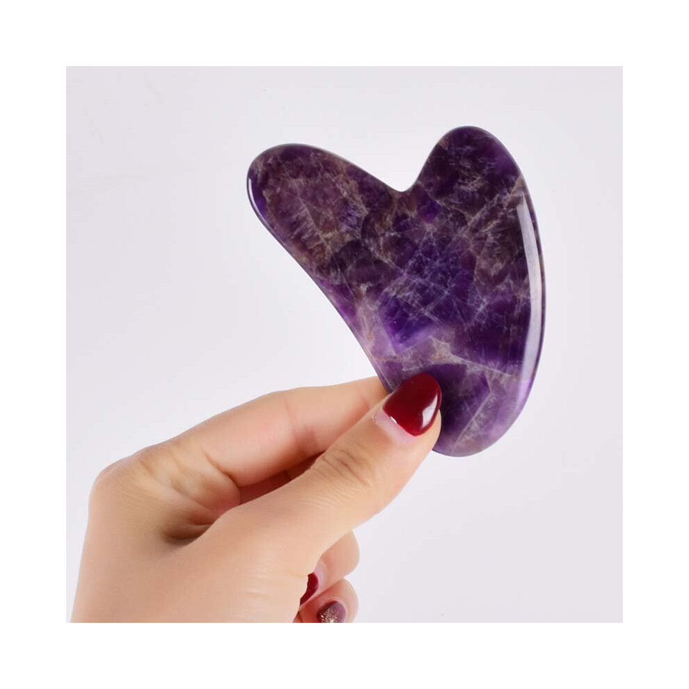 Dechoicelife (A-Multi) Amethyst Face Roller Gua Sha Tool Set Facial Neck Massage Natural Stone Jade Roller Slimming Anti Wrinkle Cellulite Beauty