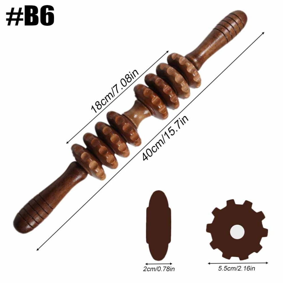 Dechoicelife (A-B6) Wood Muscle Roller Stick With Trigger Points Body Massager Roller For Waist Back Leg Relieve Muscle Soreness Cramping Tightness