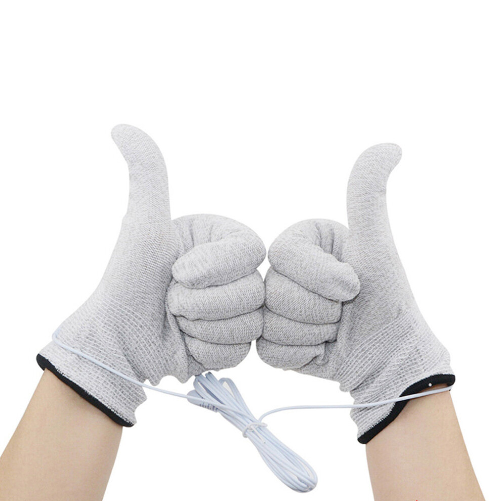 Dechoicelife (A-Gloves And Cable) 1 Pair Breathable Fiber Electrotherapy Massager Electrode Gloves With Cable Electrode Machine Electrode Gloves For Tens Mechines
