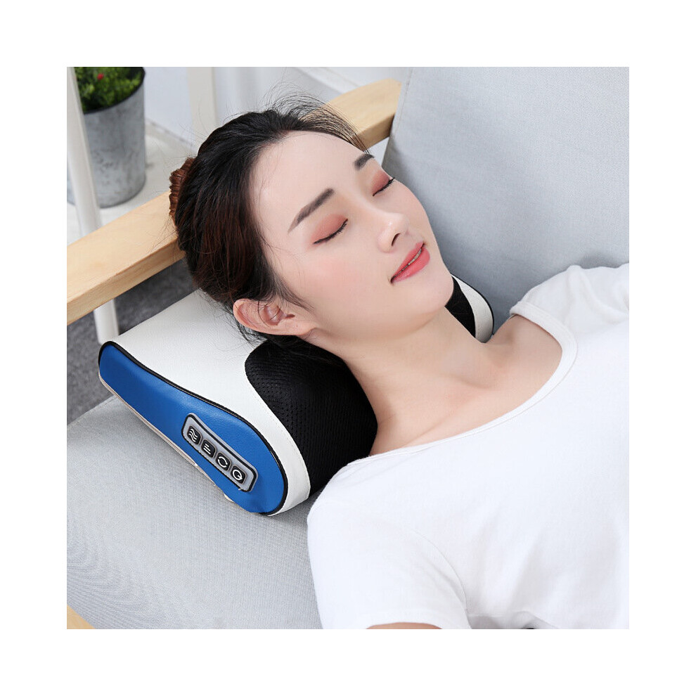 Dechoicelife Blue (A- 6 Button) Heat Electric Neck Shoulder Shiatsu Kneading Full Device Cervical Health Body Relaxation For Back Massage Pillow Massageador