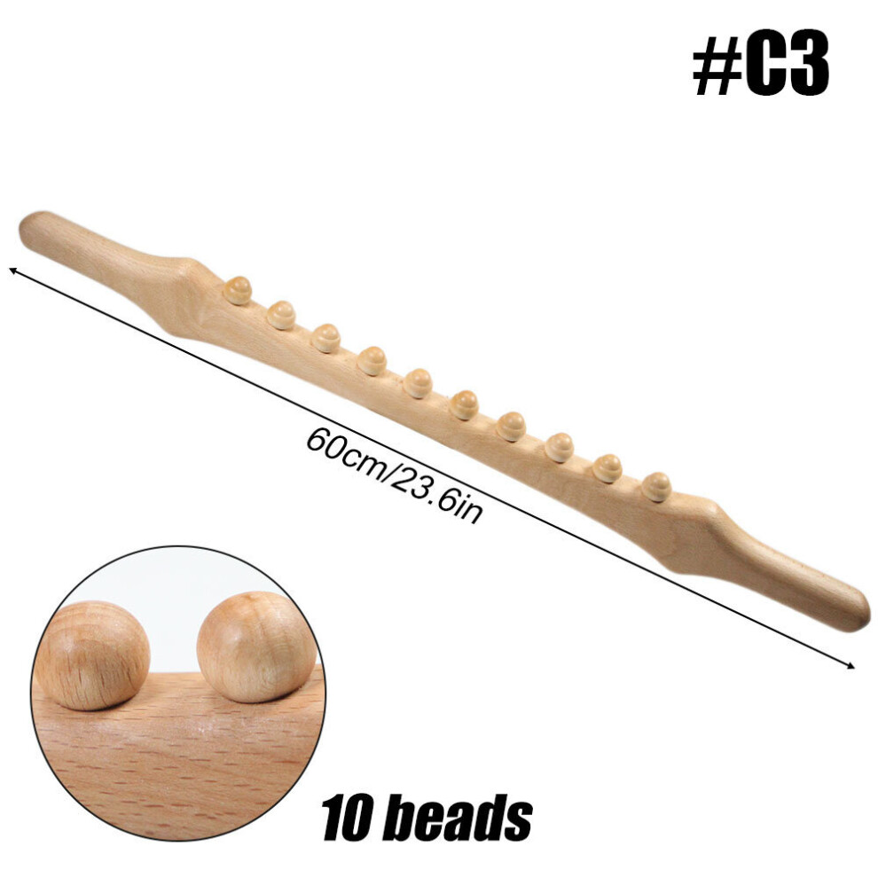 Dechoicelife (A-C3) Wooden Guasha Massage Stick With Wood Bead Trigger Point Scraping Massage Tool For Lymphatic Drainage Muscle Soft Tissue Release