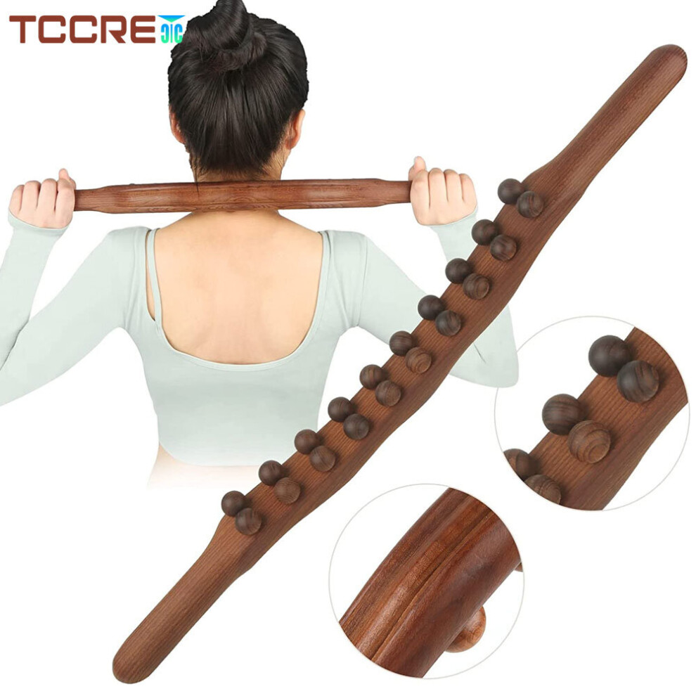 Dechoicelife (A-B1) Wooden Guasha Massage Stick With Wood Bead Trigger Point Scraping Massage Tool For Lymphatic Drainage Muscle Soft Tissue Release