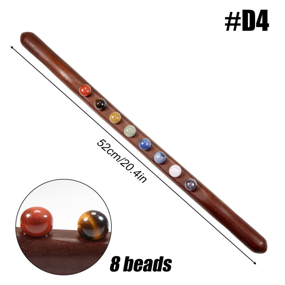 Dechoicelife (A-D4) Wooden Guasha Massage Stick With Wood Bead Trigger Point Scraping Massage Tool For Lymphatic Drainage Muscle Soft Tissue Release