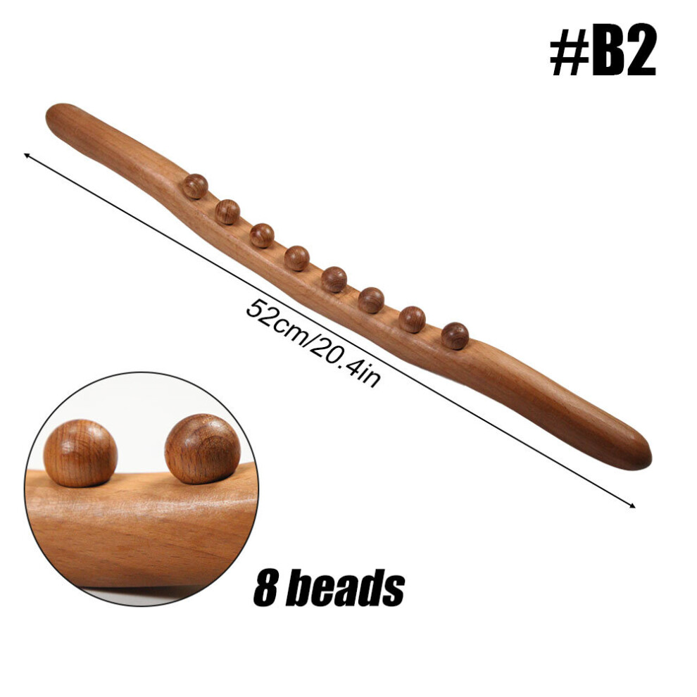 Dechoicelife (A-B2) Wooden Guasha Massage Stick With Wood Bead Trigger Point Scraping Massage Tool For Lymphatic Drainage Muscle Soft Tissue Release