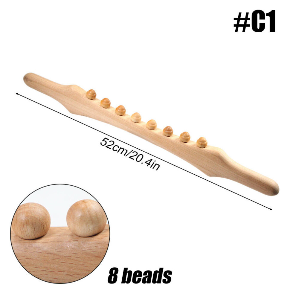 Dechoicelife (A-C1) Wooden Guasha Massage Stick With Wood Bead Trigger Point Scraping Massage Tool For Lymphatic Drainage Muscle Soft Tissue Release