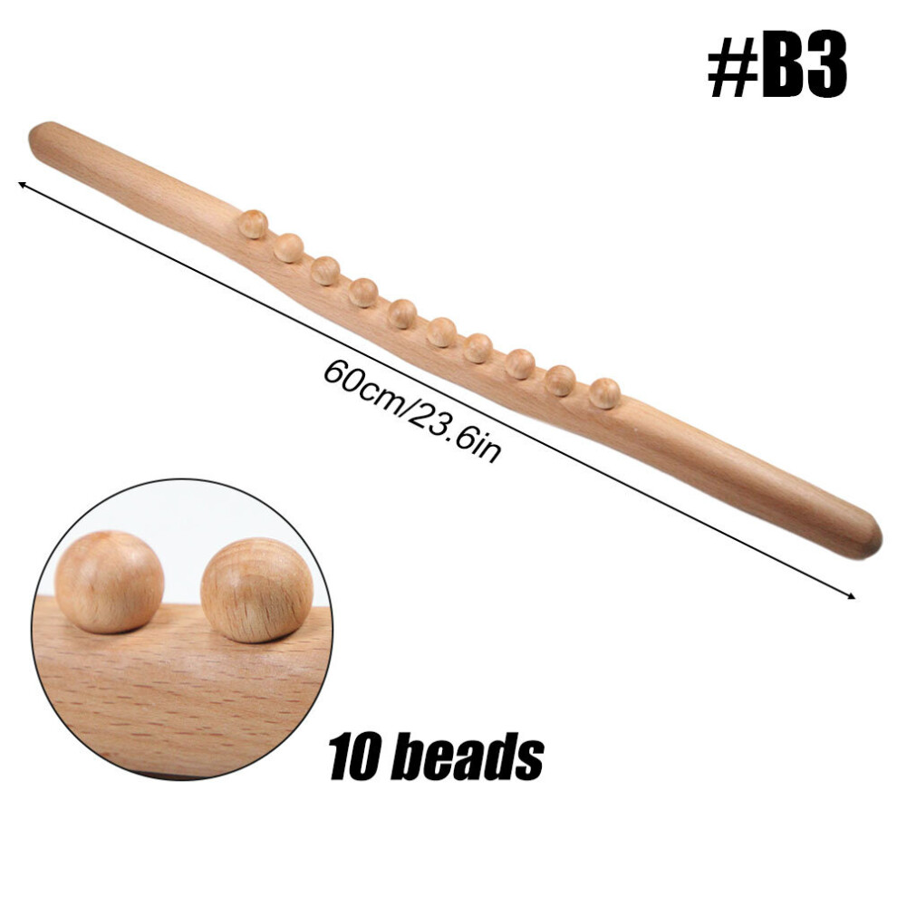 Dechoicelife (A-B3) Wooden Guasha Massage Stick With Wood Bead Trigger Point Scraping Massage Tool For Lymphatic Drainage Muscle Soft Tissue Release