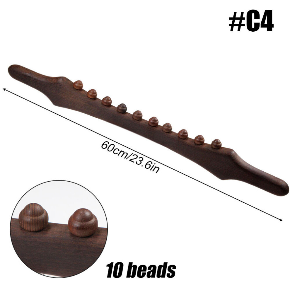 Dechoicelife (A-C4) Wooden Guasha Massage Stick With Wood Bead Trigger Point Scraping Massage Tool For Lymphatic Drainage Muscle Soft Tissue Release