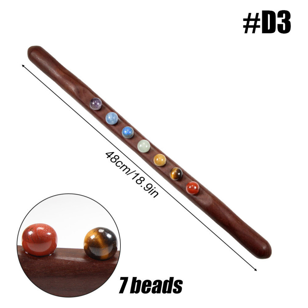 Dechoicelife (A-D3) Wooden Guasha Massage Stick With Wood Bead Trigger Point Scraping Massage Tool For Lymphatic Drainage Muscle Soft Tissue Release