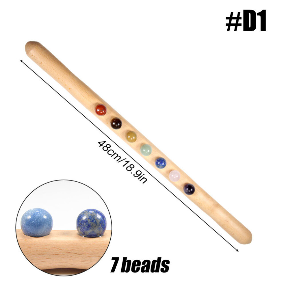 Dechoicelife (A-D1) Wooden Guasha Massage Stick With Wood Bead Trigger Point Scraping Massage Tool For Lymphatic Drainage Muscle Soft Tissue Release