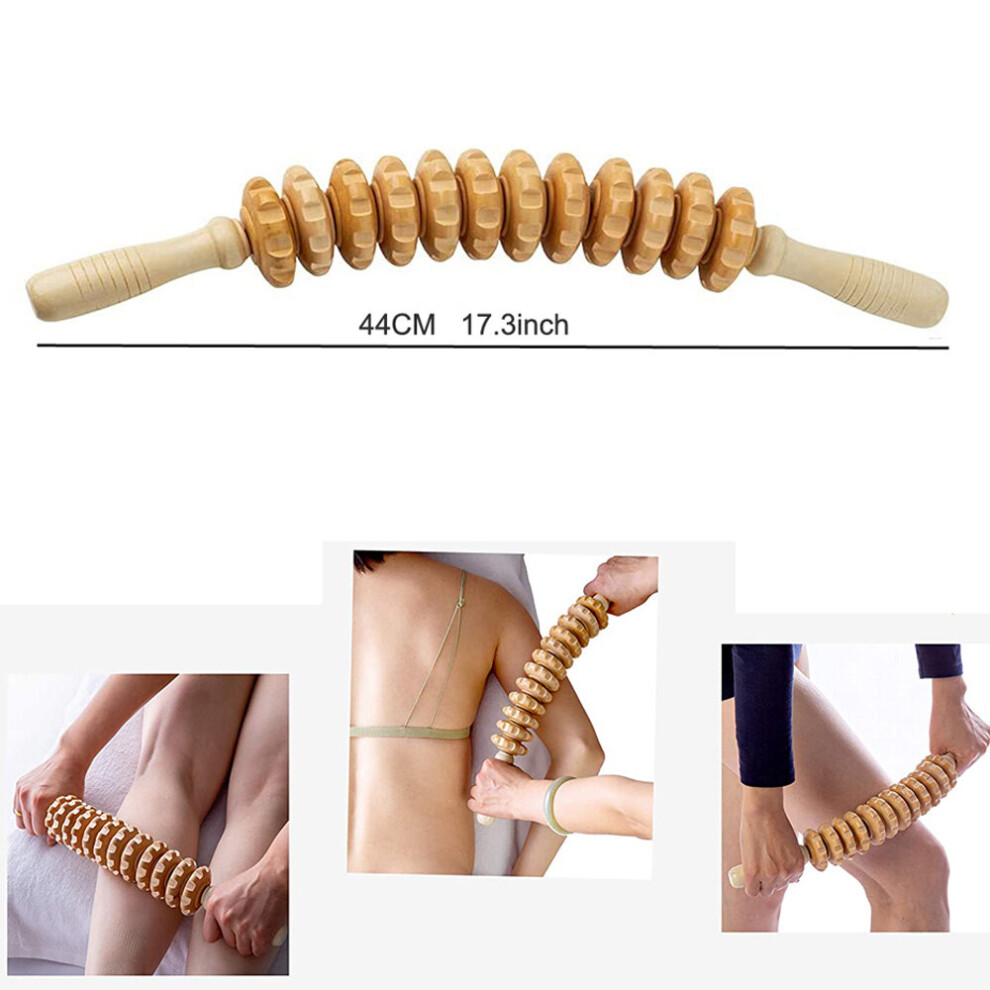 Dechoicelife Orange (A-) Manual Massager Wooden Handheld Roller Trigger Point Massager Stick For Fascia,Cellulite,Muscle & Abdomen,Body Therapy Massager