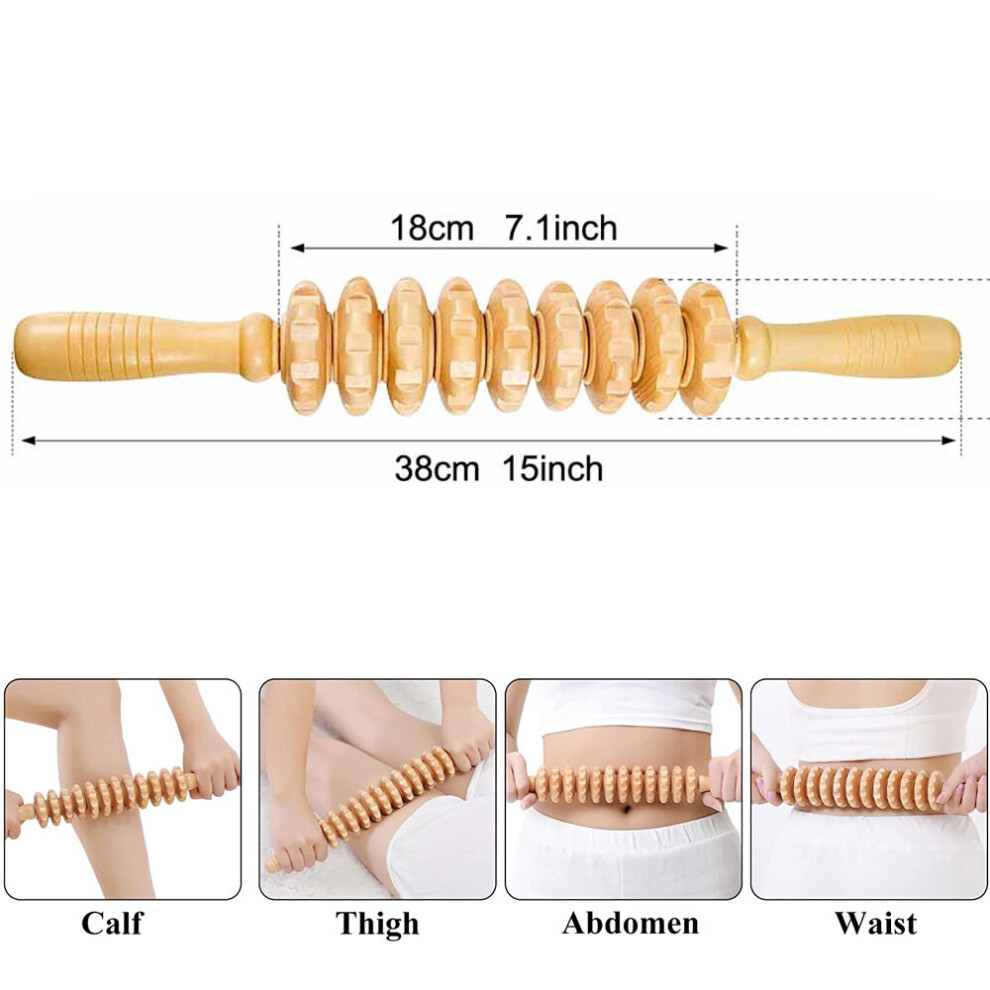 Dechoicelife Red (A-) Manual Massager Wooden Handheld Roller Trigger Point Massager Stick For Fascia,Cellulite,Muscle & Abdomen,Body Therapy Massager