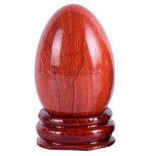 (a-1 piece 45X30 MM) Natural Red Japser Yoni Egg Massage Tool Undrill&Wooden Base Crystal Mineral Ball Kegel Exercise Pelvic Floor Muscle Vaginal