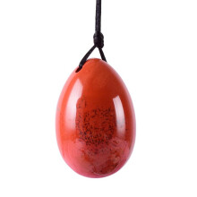 (a-drill 45x30) Natural Red Japser Yoni Egg Massage Tool Undrill&Wooden Base Crystal Mineral Ball Kegel Exercise Pelvic Floor Muscle Vaginal