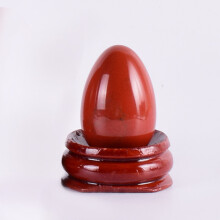 (a-1 piece 30X20 MM) Natural Red Japser Yoni Egg Massage Tool Undrill&Wooden Base Crystal Mineral Ball Kegel Exercise Pelvic Floor Muscle Vaginal