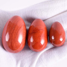 (a-3 pieces with bag) Natural Red Japser Yoni Egg Massage Tool Undrill&Wooden Base Crystal Mineral Ball Kegel Exercise Pelvic Floor Muscle Vaginal