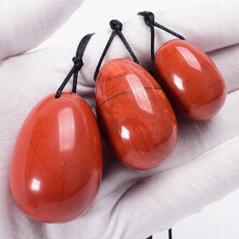 (a-drill sets) Natural Red Japser Yoni Egg Massage Tool Undrill&Wooden Base Crystal Mineral Ball Kegel Exercise Pelvic Floor Muscle Vaginal