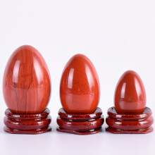 (a-3 pieces with base) Natural Red Japser Yoni Egg Massage Tool Undrill&Wooden Base Crystal Mineral Ball Kegel Exercise Pelvic Floor Muscle Vaginal