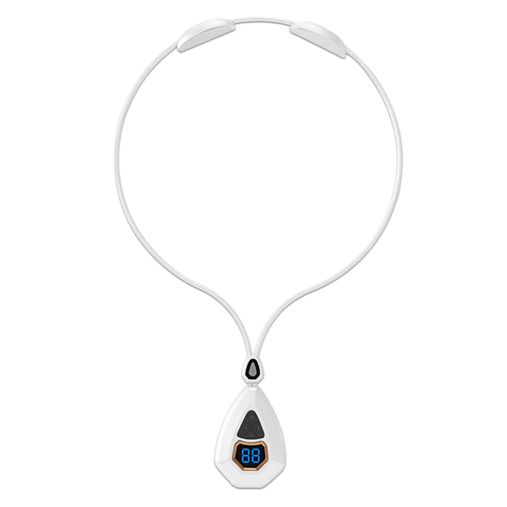 Dechoicelife (A-White) Smart Neck Massager Mini Pendant Cervical Spine Massager Portable Hot Compress Neck Massagers Ems Muscle Relax Pain Relief Gift