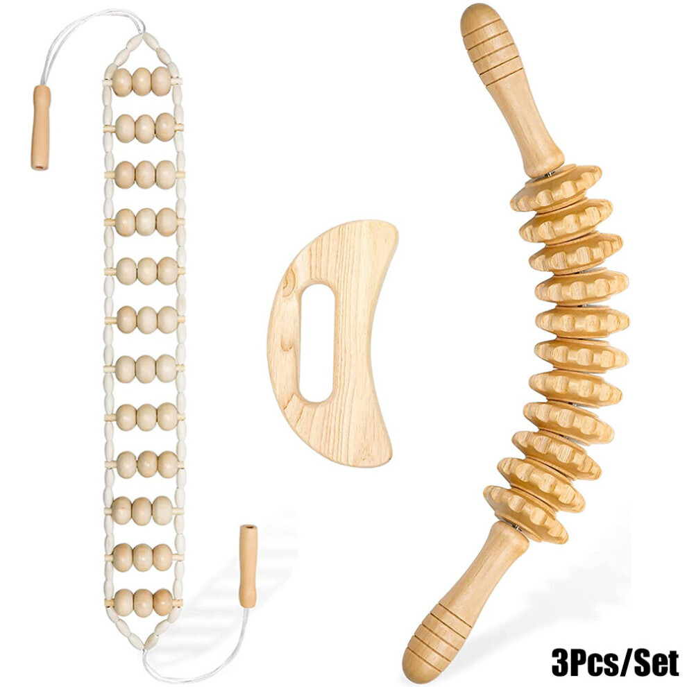 Dechoicelife Green (A-) Wood Therapy Massage Set Maderoterapia Massager Roller Anti Cellulite Slimming Gua Sha Massager For Body Back Massage Relax