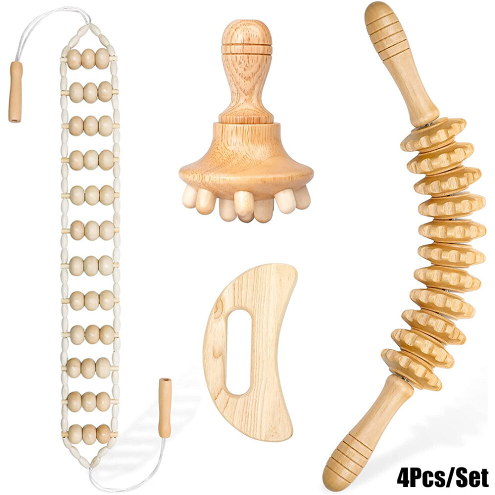 Dechoicelife Gold (A-) Wood Therapy Massage Set Maderoterapia Massager Roller Anti Cellulite Slimming Gua Sha Massager For Body Back Massage Relax