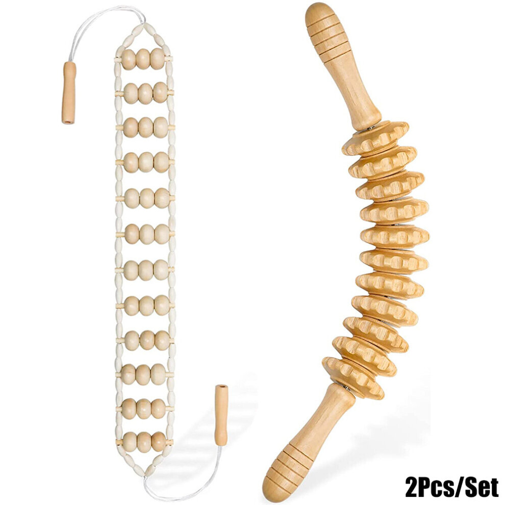 Dechoicelife (A-2Pcs) Wood Therapy Massage Set Maderoterapia Massager Roller Anti Cellulite Slimming Gua Sha Massager For Body Back Massage Relax
