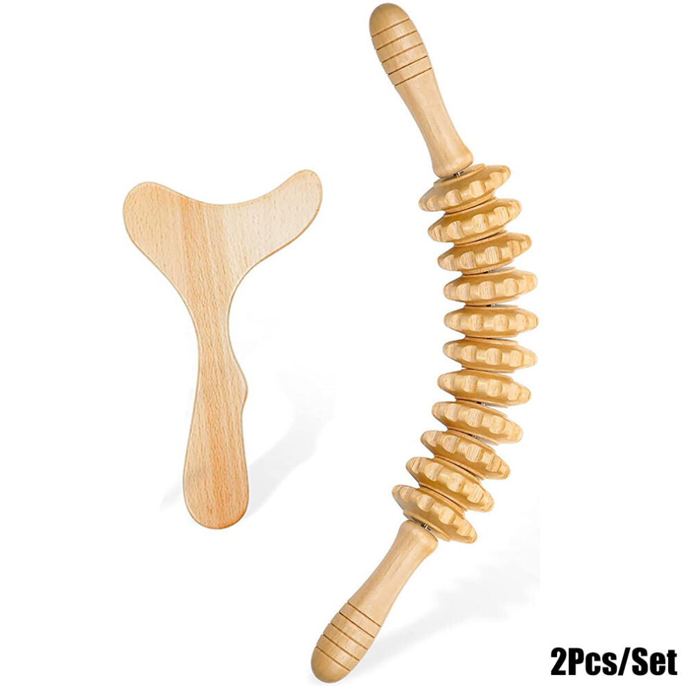 Dechoicelife Blue (A-) Wood Therapy Massage Set Maderoterapia Massager Roller Anti Cellulite Slimming Gua Sha Massager For Body Back Massage Relax