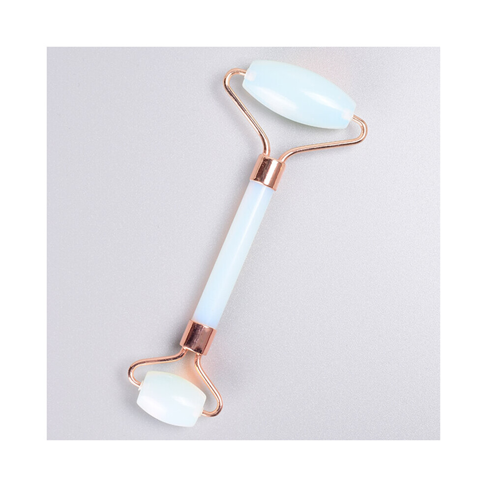 Dechoicelife Gold (A-Opalite) Rose Metal Jade Face Roller Double Head Natural Quartz Stone Crystal Facial Massager Slimming Anti Wrinkle Cellulite Tool