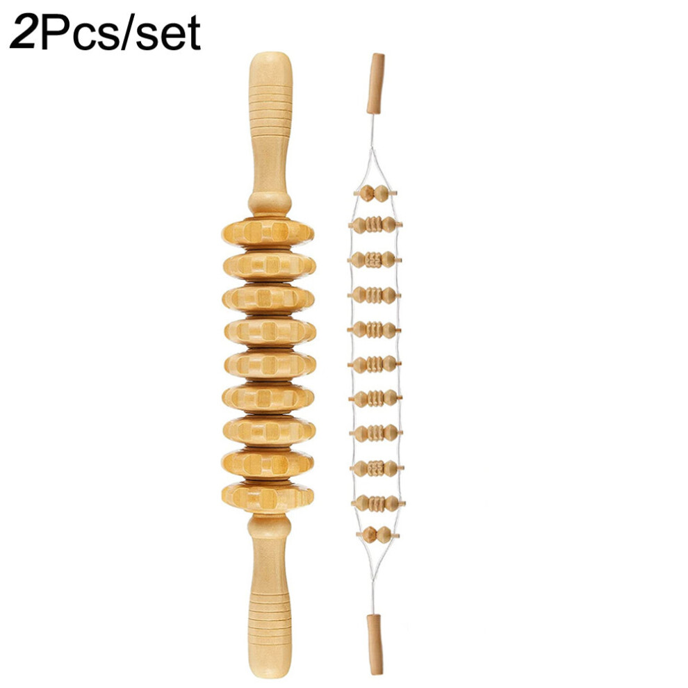 Dechoicelife (A-2Pcs) Wood Therapy Massage Tools Maderoterapia Kit Wood Massager Roller,Gua Sha Roller Manual Wooden Massage For Release Cellulite