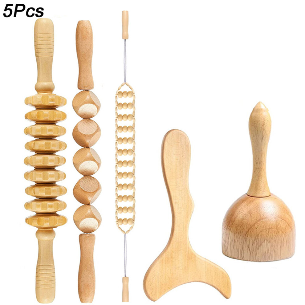 Dechoicelife (A-5Pcs) Wood Therapy Massage Tools Lymphatic Drainage Massager Wooden Massager Body Sculpting Tools For Maderoterapia Colombiana
