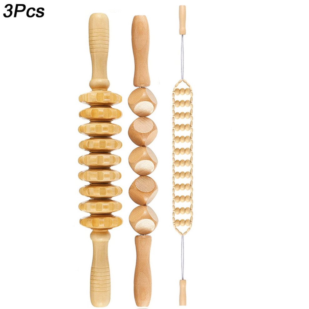 Dechoicelife (A-3Pcs) Wood Therapy Massage Tools Lymphatic Drainage Massager Wooden Massager Body Sculpting Tools For Maderoterapia Colombiana