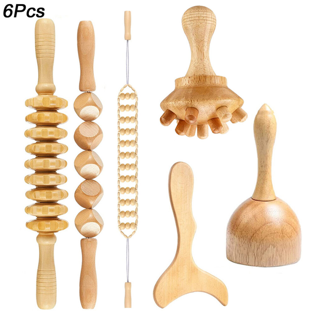 Dechoicelife (A-6Pcs) Wood Therapy Massage Tools Lymphatic Drainage Massager Wooden Massager Body Sculpting Tools For Maderoterapia Colombiana